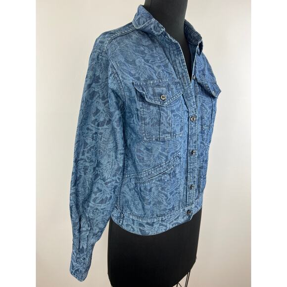 Isabel Marant Etoile Blue Cotton Linen Blend Brocade Denim Jacket Size 36 - Picture 1 of 10